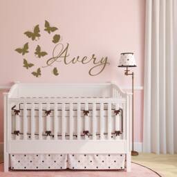 Butterfly Name Wall Decal - Personalised Calligraphy Style Sticker With Butterflies Girls Bedroom Decor 011 - thumbnail 3