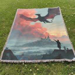 Dark Academia Dragon Tapestry - Booktok Fantasy Woven Blanket Throw Throne Of Glass Inspired Art - thumbnail 3