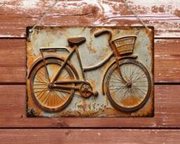 Retro Bicycle Metal Sign Rusty Vintage Bike Wall Decor - thumbnail 1