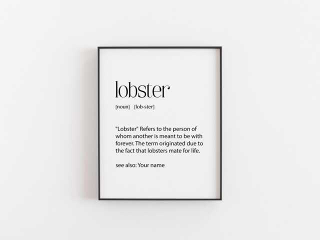 Lobster Definition Print - Personalised Soulmate Wall Art Funny Love Quote Gift - image 1