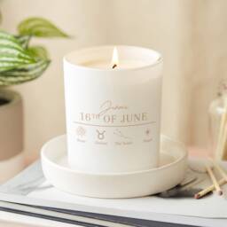 Personalised Birthday Candle Gift Engraved Star Sign, Birth Flower Scented - thumbnail 1