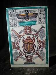 Egyptian Dendera Wall Symbols With Scarab Made From Alabaster Stone