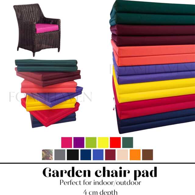 Water-Resistant Garden Chair Seat Pads, Patio Cushions For Outdoor Indoor Rattan Furniture Chairs, 4 cm Depth With Removable Zipped Cover - image 1