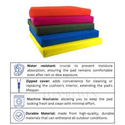 Water-Resistant Garden Chair Seat Pads, Patio Cushions For Outdoor Indoor Rattan Furniture Chairs, 4 cm Depth With Removable Zipped Cover - thumbnail 2