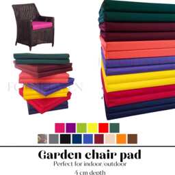 Water-Resistant Garden Chair Seat Pads, Patio Cushions For Outdoor Indoor Rattan Furniture Chairs, 4 cm Depth With Removable Zipped Cover - thumbnail 1
