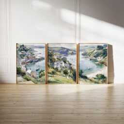 Set Of 3 Salcombe Posters, Devon Coastal Wall Art, Seaside Print Set, Beach Decor, Modern Travel Artwork, UK Landscape - thumbnail 2