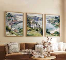 Set Of 3 Salcombe Posters, Devon Coastal Wall Art, Seaside Print Set, Beach Decor, Modern Travel Artwork, UK Landscape