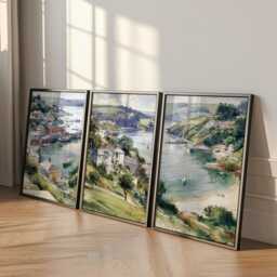 Set Of 3 Salcombe Posters, Devon Coastal Wall Art, Seaside Print Set, Beach Decor, Modern Travel Artwork, UK Landscape - thumbnail 3