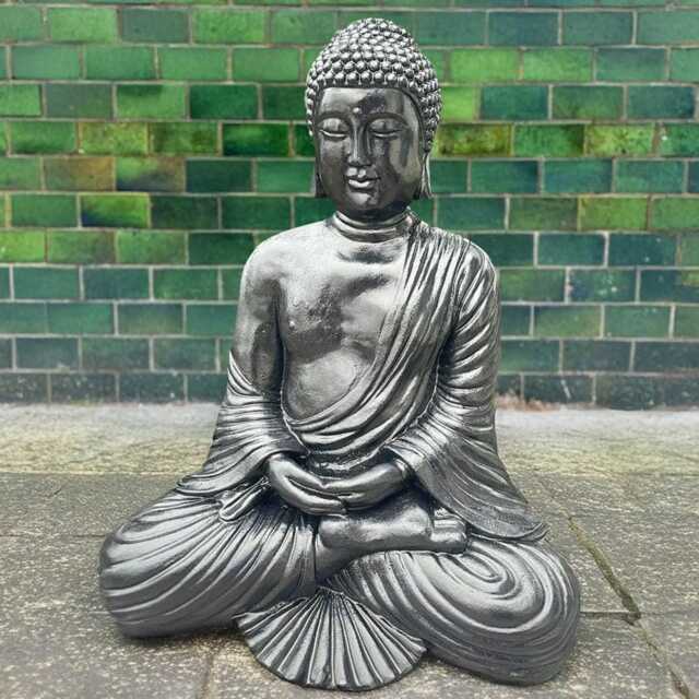 Concrete Sitting Buddha Figurine For Garden Guardian Outdoor Sculpture Stone Decoration Yard Cement Statue Large Ornament Chinese Gift - image 1
