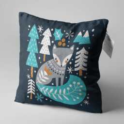 Christmas Cushion Cover With Fox Design, Double Sided Printing Throw Pillow On The Soft Chenille Multi Size Options, Oeko-Tex - thumbnail 3