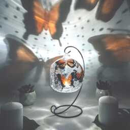 Hand-Painted Butterfly Glass Candle Holder Stained Decor - thumbnail 4