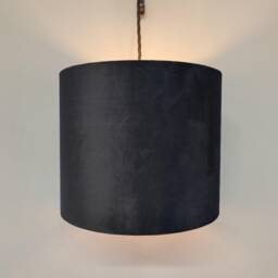 Black Velvet Drum Lampshade With Lush Green Leaves Lining, Large Tropical Lightshade - thumbnail 3