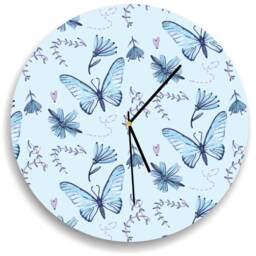 Butterfly Wall Clock Purple & Blue Butterflies Watercolor Wall Clock Kids Nursery Room Decor