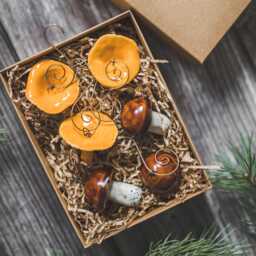 Handcrafted Ceramic Mushroom Ornaments - Christmas Tree Woodland Decor, Chanterelle, Boletus Set