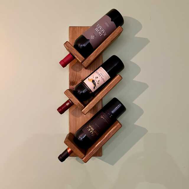 Handmade Wooden Wall Wine Rack - Modern Rustic Bottle Holder - image 1