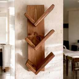 Handmade Wooden Wall Wine Rack - Modern Rustic Bottle Holder - thumbnail 2
