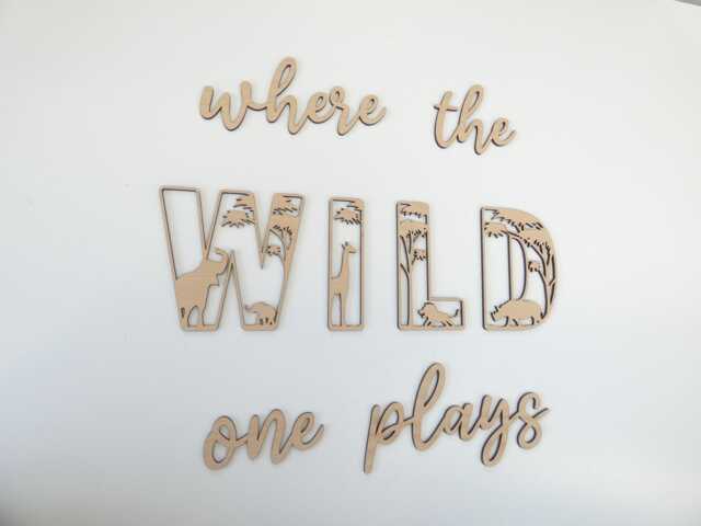Where The Wild One Plays Wooden Sign - Jungle Animal Theme Decoration Children's Bedroom Playroom Wall Art - image 1
