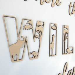 Where The Wild One Plays Wooden Sign - Jungle Animal Theme Decoration Children's Bedroom Playroom Wall Art - thumbnail 2