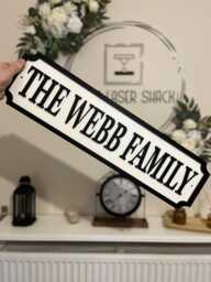70cm Long - The Surname Family - Street Sign 3D Look Personalised Wall Mount Mdf Home Decor Gift Birthday Wedding Christmas - thumbnail 1