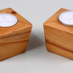 Contemporary Wood Tea Light Candle Holder Hand Rubbed Finish - thumbnail 3