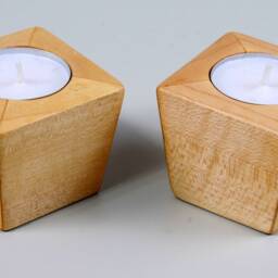 Contemporary Wood Tea Light Candle Holder Hand Rubbed Finish - thumbnail 2