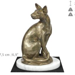 Egyptian Cat, White Marble Base Statue, Limited Edition, Artdog - thumbnail 4
