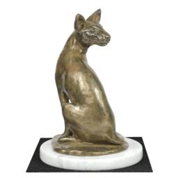 Egyptian Cat, White Marble Base Statue, Limited Edition, Artdog - thumbnail 2