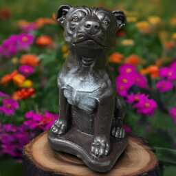 Stone Pitbull Sculpture Concrete Dog Figurine Outdoor Statue Memorial Decoration Handmade Ornament Front Door Decor - thumbnail 3
