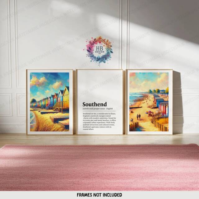 Southend On Sea Poster Prints - Set Of 3 Posters - Watercolour Wall Art Decor Travel Hanging Artwork Gift UK Painting - image 1