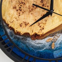 Epoxy Resin Ocean Clock Moss & Wood Beach Wave Decor - thumbnail 3
