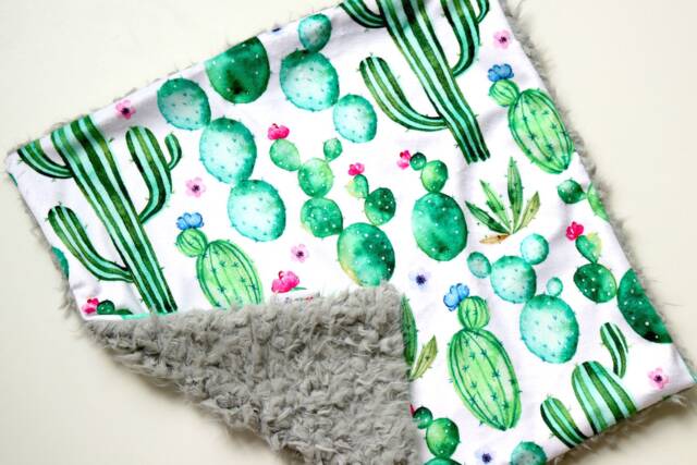 Dream Lovie. Security Blanket. Personalized Lovey. Faux Fur Cactus. Mini Baby Minky Shower Gift - image 1