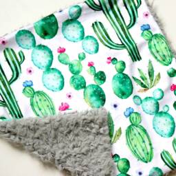 Dream Lovie. Security Blanket. Personalized Lovey. Faux Fur Cactus. Mini Baby Minky Shower Gift - thumbnail 3
