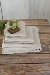 Linen Waffle Bath Towel, Cotton Hand Towels Set, Sauna Spa Sheet Farmhouse Towel With Hanging Loop, Eco
