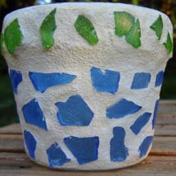 Seaglass Mosaic Purple Flower Votive Candle Vase - thumbnail 2