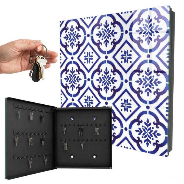 Elegant Patterns Wall Mounted Key Cabinet, Blue Box For Home, Geometric Backgrounds & Patterns, Lovers Of Detail - image 1
