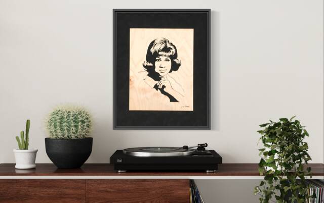 Aretha Franklin Scroll Saw Portrait Baltic Birch Wood Art - image 1