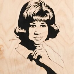 Aretha Franklin Scroll Saw Portrait Baltic Birch Wood Art - thumbnail 3