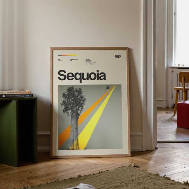 Sequoia National Park Mid-Century Travel Poster, Abstract Minimalist Art Print, California Poster - image 1