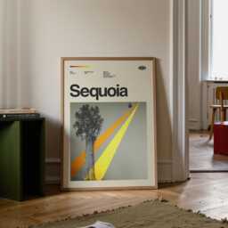 Sequoia National Park Mid-Century Travel Poster, Abstract Minimalist Art Print, California Poster - thumbnail 1