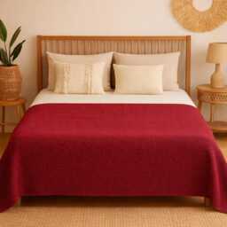 Red Throw Blanket - Cotton Couch Sofa Cover Large Woven 130x210 Recycled Boho Home Decor - thumbnail 3