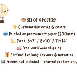 Travel Nursery Art - England, Albania, France, Greece, London, Paris, Santorini - Brown, Beige, Purple - thumbnail 2