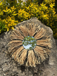 Sunburst Raffia Round Mirror I Handcrafted Coastal Beach House Decor Decorative Boho & Style - thumbnail 1