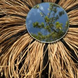 Sunburst Raffia Round Mirror I Handcrafted Coastal Beach House Decor Decorative Boho & Style - thumbnail 2