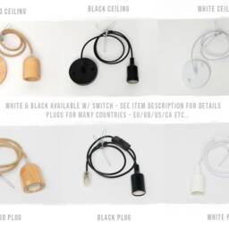 Natural Wood Pendant Light Cable Set - Rustic Farmhouse Rope Cord, Hardwired/Plug-In - thumbnail 4