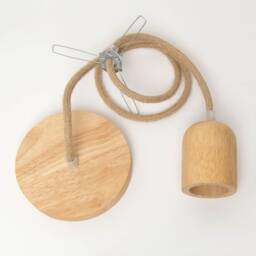 Natural Wood Pendant Light Cable Set - Rustic Farmhouse Rope Cord, Hardwired/Plug-In - thumbnail 2