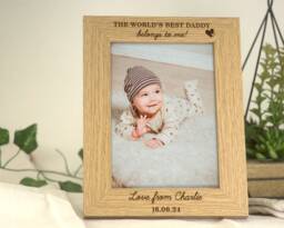 World's Best Daddy Belongs To Me - Gift For Dad Dada Engraved Personalised Frame For 7x5 Or 6x4 Picture