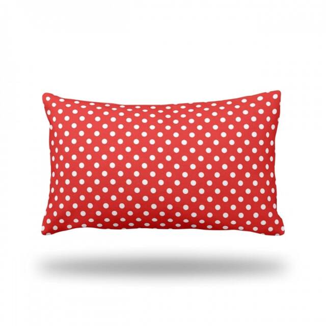 "Polka Dots On Red - Decorative Throw Pillow, Pillow Cover, Insert, Case Rectangle 13"" X 22" - image 1