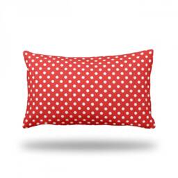 "Polka Dots On Red - Decorative Throw Pillow, Pillow Cover, Insert, Case Rectangle 13"" X 22" - thumbnail 1
