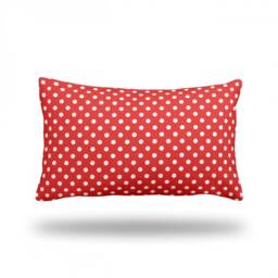 "Polka Dots On Red - Decorative Throw Pillow, Pillow Cover, Insert, Case Rectangle 13"" X 22" - thumbnail 2