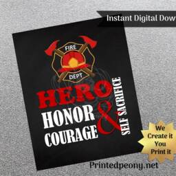 Firefighter Wall Art Chalkboard Gift For Volunteer Firemen Decor Printable Instant Download Fireman - thumbnail 2